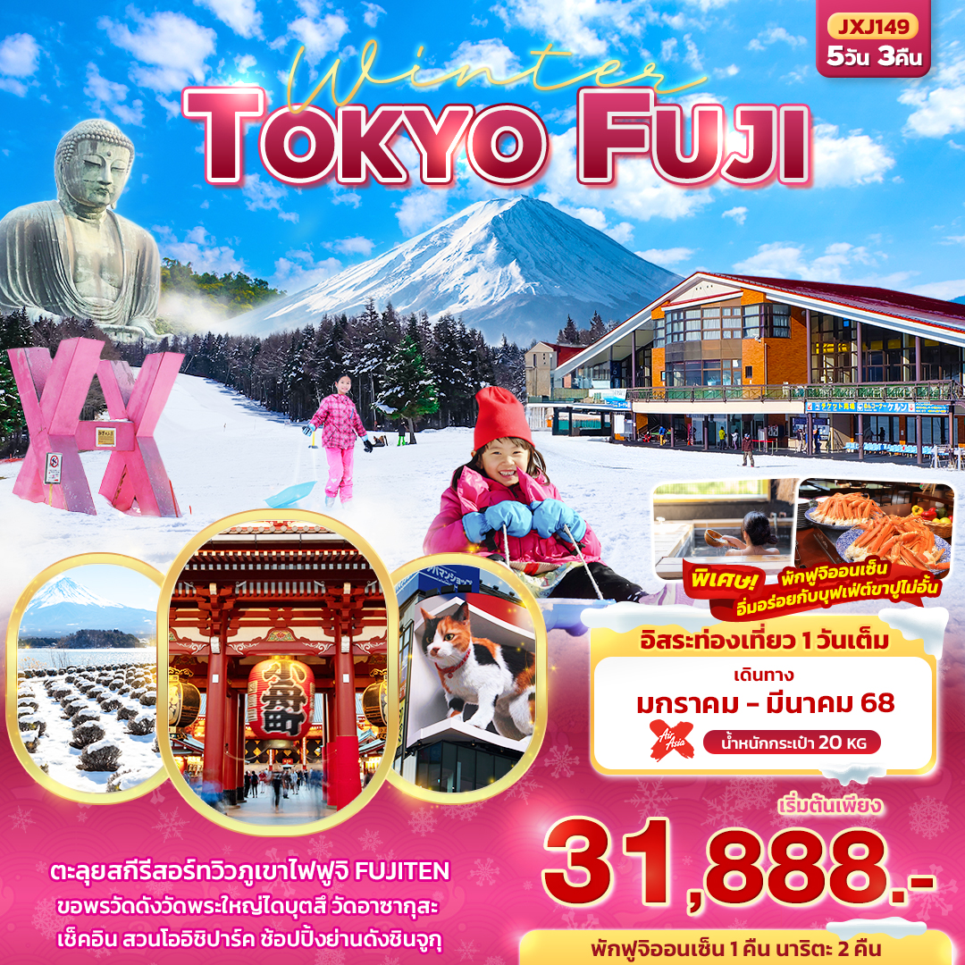 ทัวร์ญี่ปุ่น Winter TOKYO FUJI 5วัน 3คืน (XJ)