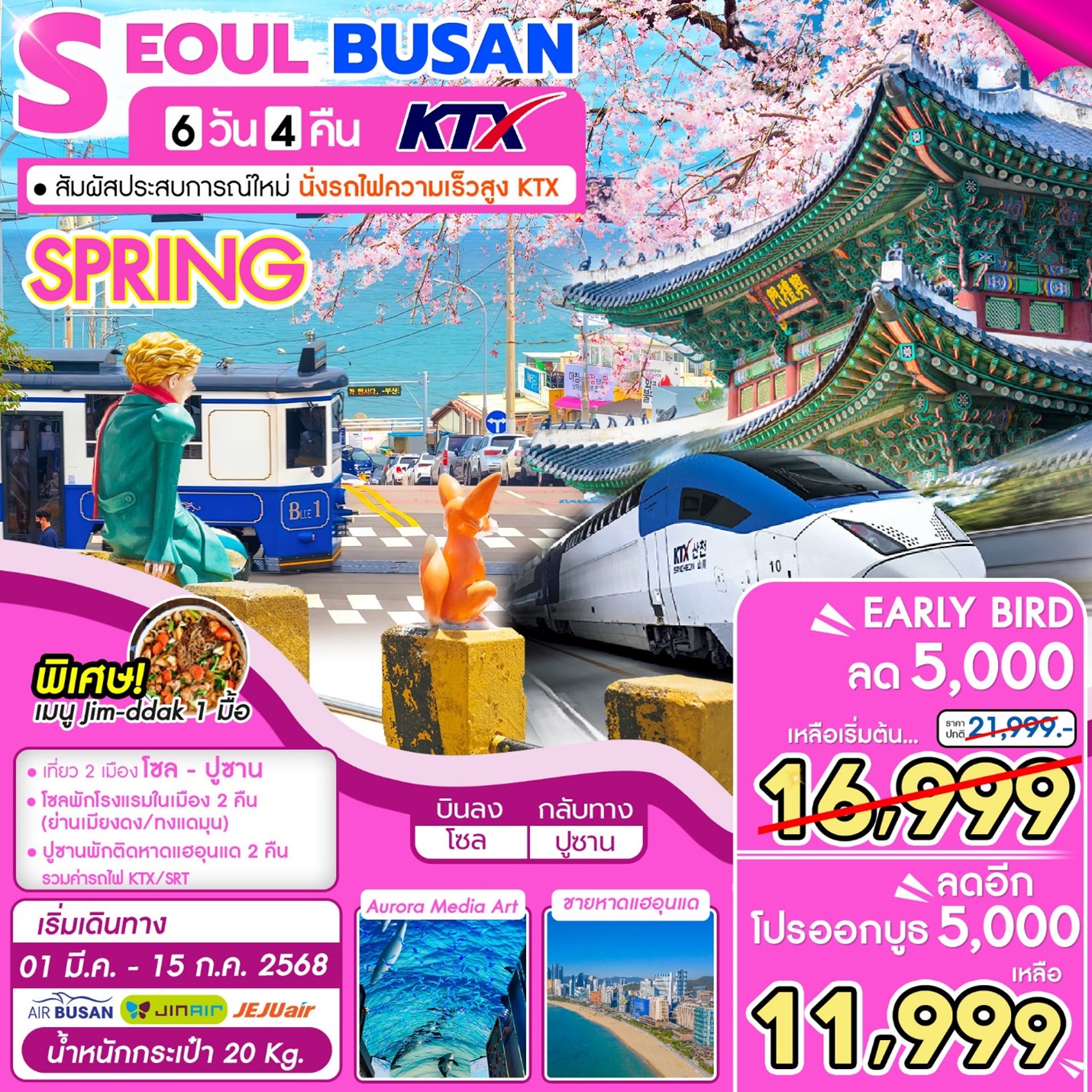 ทัวร์เกาหลี KTX SEOUL BUSAN SPRING 6วัน 4คืน (BX)